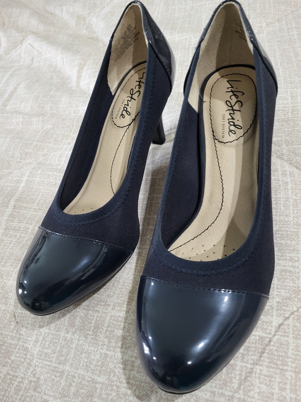 Life Stride Navy Two-Tone Women's Heels